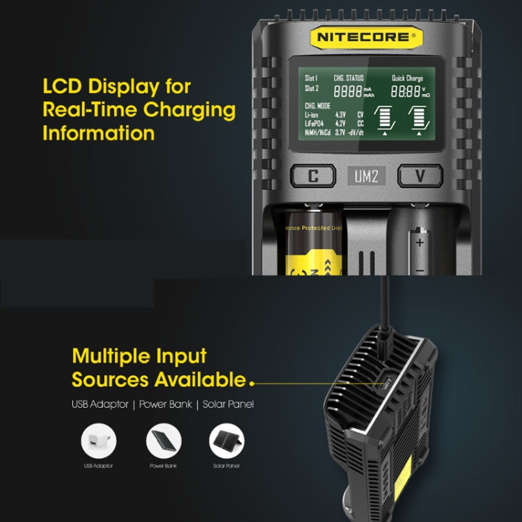 NITECORE Fast Lithium Battery Charger, US Plug, Model: UMS2 Eurekaonline