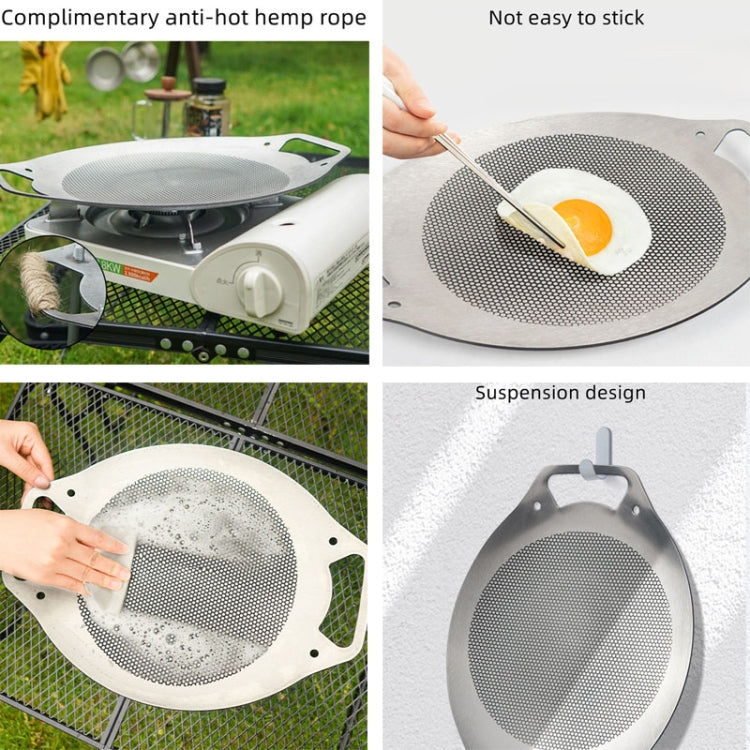 NOBANA Outdoor BBQ Pan Camping Stainless Steel Frying Pan, Style: BBQ Pan+Stand+BBQ Net+Hemp Rope Eurekaonline