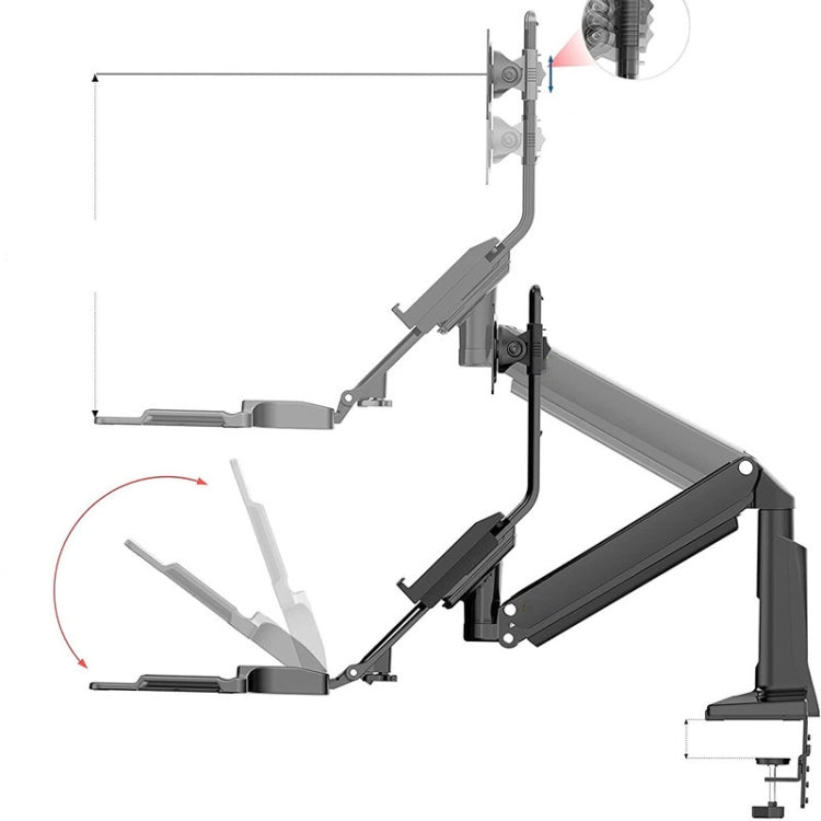 NORTH BAYOU NB35 Ergonomic 19-27 Inch Monitor Holder with Foldable Keyboard Tray Full Motion Sit-Stand Workstation Eurekaonline