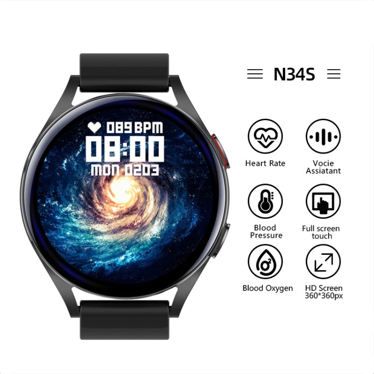NORTH EDGE N34S 1.32 inch Screen Smart Watch Support Health Monitoring / Voice Assistant(Black) Eurekaonline