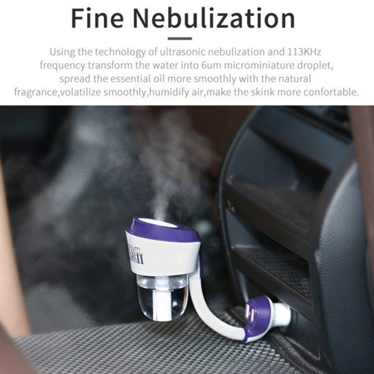Nanum II 50mL Rotation Aromatherapy Air Purifier Humidifier with 2 USB Charger Ports for DC 12V Car Auto(Blue) Eurekaonline