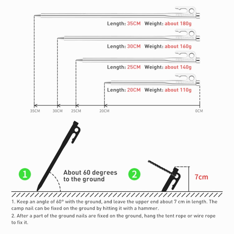 Naturehike NH19PJ014 35cm Stainless Steel Ground Nail for Tent Canopy Eurekaonline