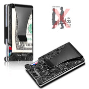 New Bring  Metal Card Holder Men Ultra-Thin Anti-Theft Compact Wallet Card Holder(Black Forged Pattern) Eurekaonline