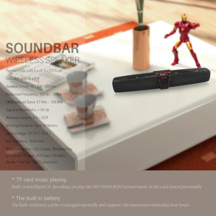 New Rixing NR7017 TWS Portable 10W Stereo Surround Soundbar Bluetooth Speaker with Microphone(Red) Eurekaonline