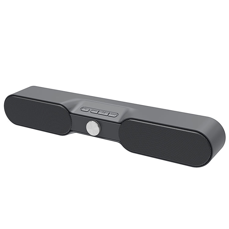 NewRixing NR-4017 TWS Pure Color Soundbar Bluetooth Speaker with Knob(Grey) Eurekaonline