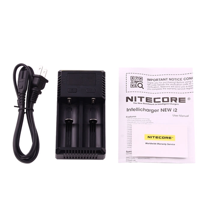 Nitecore NEW i2 Intelligent Digi Smart Charger with LED Indicator for 14500, 16340 (RCR123), 18650, 22650, 26650, Ni-MH and Ni-Cd (AA, AAA) Battery Eurekaonline