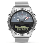 North Edge GAVIA Men Outdoor Sport 50m Waterproof Smart Digital Watch Diving Watch, Support Barometer & Pedometer(Silver) Eurekaonline