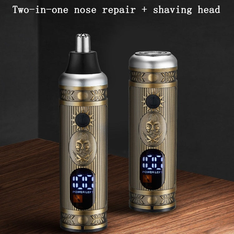 Nose Trimming + Shaving Two-in-one Ordinary Motor Mini Razor For Men(Bronze) Eurekaonline