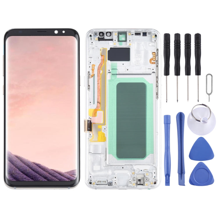OLED LCD Screen for Samsung Galaxy S8+ SM-G955 Digitizer Full Assembly with Frame (Silver) Eurekaonline
