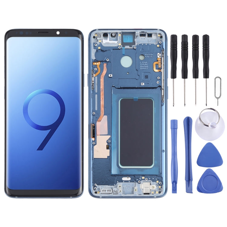 OLED LCD Screen for Samsung Galaxy S9+ SM-G965 Digitizer Full Assembly with Frame (Blue) Eurekaonline