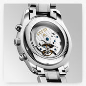 OLEVS 6667 Multifunction Waterproof Luminous Mechanical Men Watch(Leather Band+Rose White) Eurekaonline