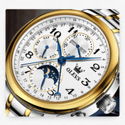 OLEVS 6667 Multifunction Waterproof Luminous Mechanical Men Watch(Steel Band+White) Eurekaonline