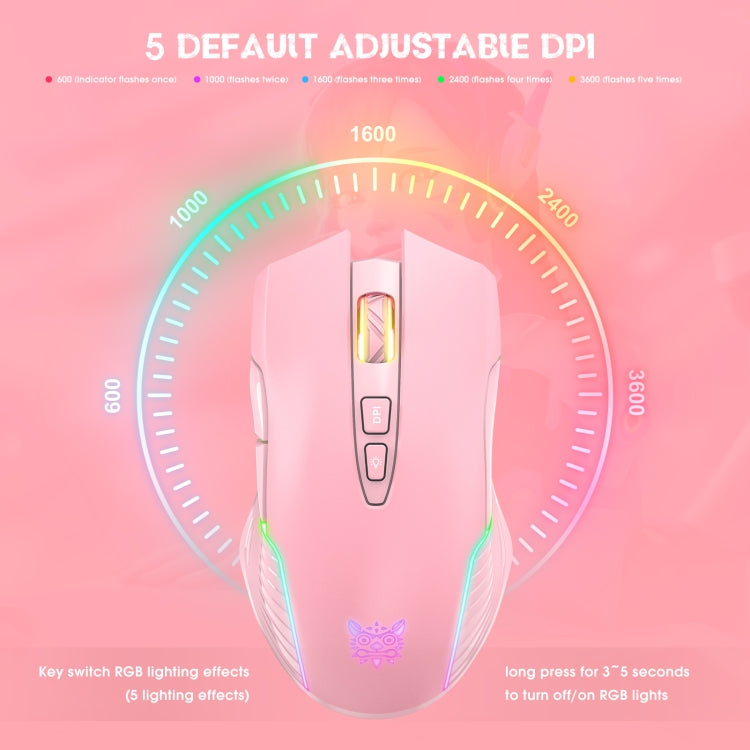 ONIKUMA CW905 2.4G RGB Lighting Wireless Mouse(Pink) Eurekaonline