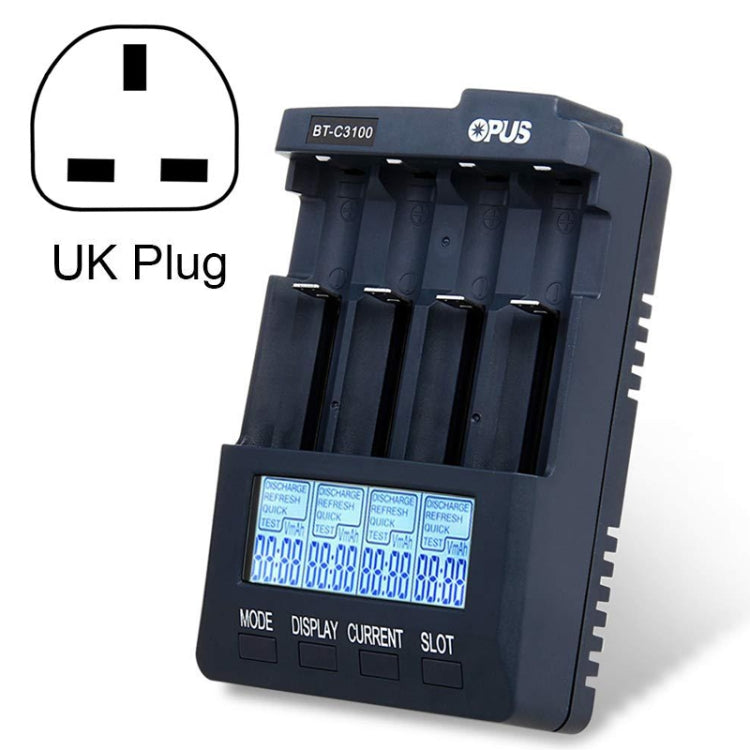 OPUS BT-C3100 Smart Smart Digital Intelligent 4-Slot Battery Charger(UK Plug) Eurekaonline