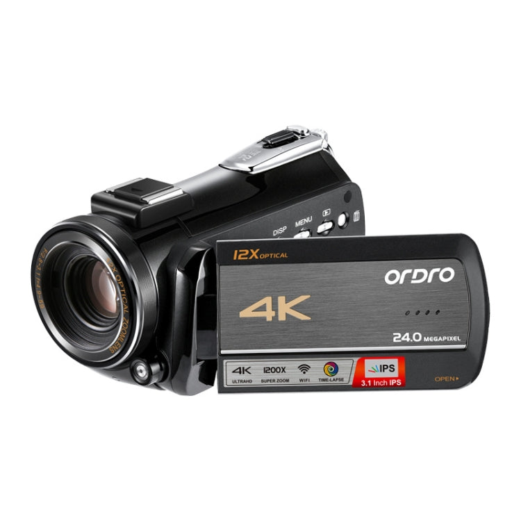 ORDRO AC5 4K HD Night Vision WiFi 12X Optical Zoom Digital Video DV Camera Camcorder, Style:Standard(Black) Eurekaonline