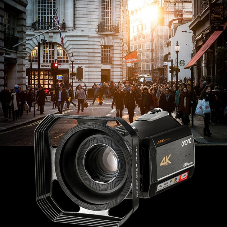 ORDRO AC5 4K HD Night Vision WiFi 12X Optical Zoom Digital Video DV Camera Camcorder, Style:Standard+  Microphone + Fill Light(Black) Eurekaonline