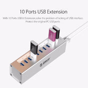 ORICO A3H10 Aluminum High Speed 10 Ports USB 3.0 HUB with Power Adapter for Laptops(Silver) Eurekaonline
