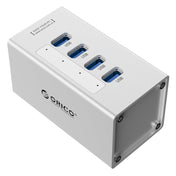 ORICO A3H4 Aluminum High Speed 4 Ports USB 3.0 HUB with 12V/2.5A Power Supply for Laptops(Silver) Eurekaonline