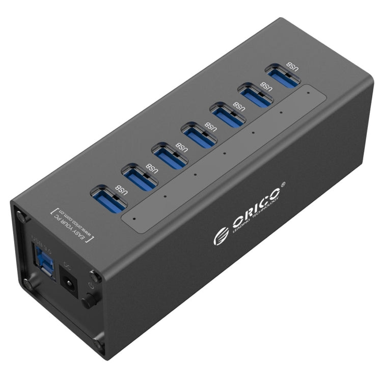 ORICO A3H7 Aluminum High Speed 7 Ports USB 3.0 HUB with 12V/2.5A Power Supply for Laptops(Black) Eurekaonline
