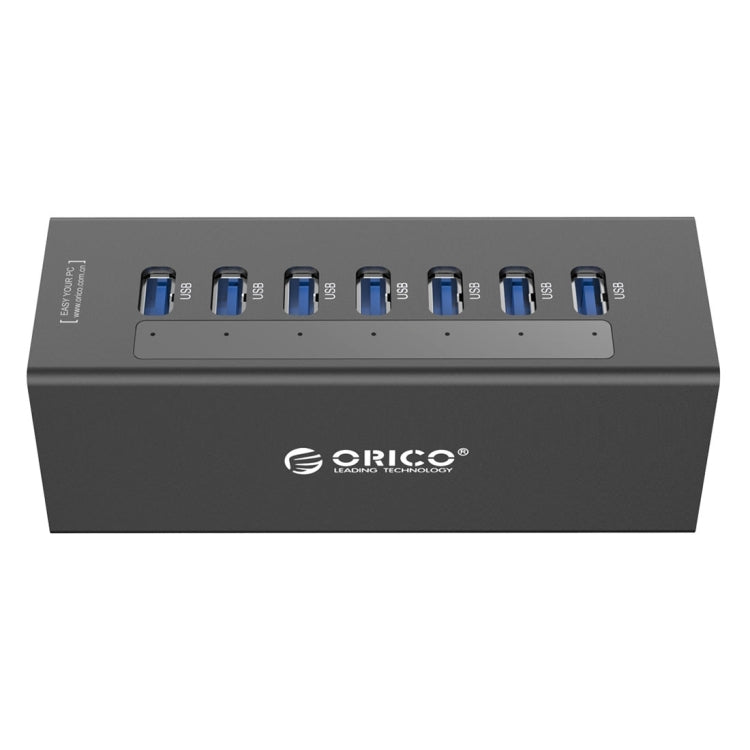 ORICO A3H7 Aluminum High Speed 7 Ports USB 3.0 HUB with 12V/2.5A Power Supply for Laptops(Black) Eurekaonline