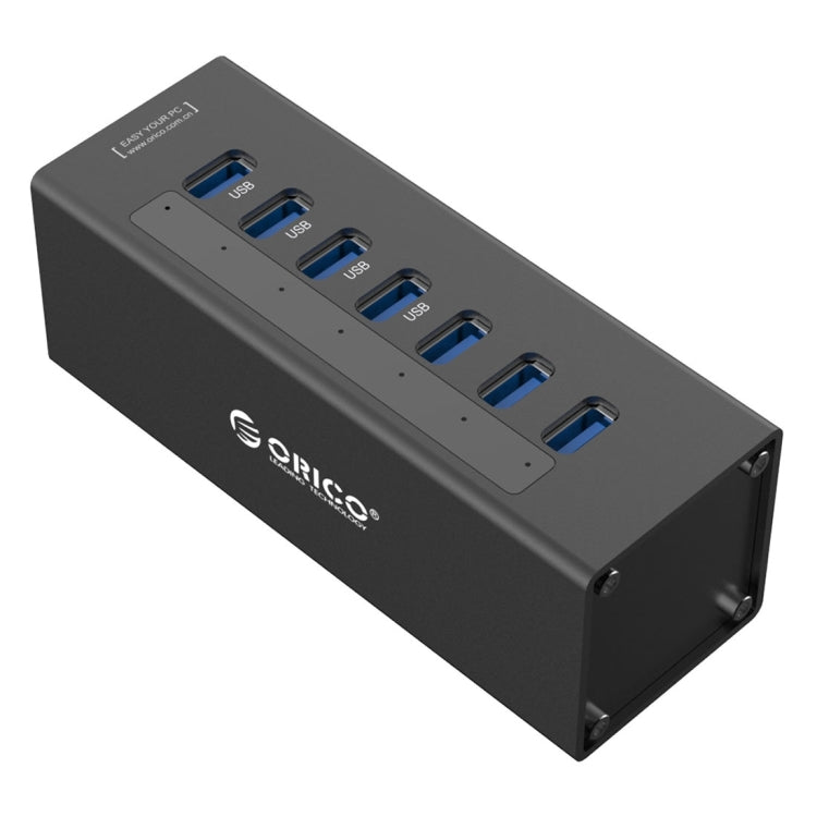 ORICO A3H7 Aluminum High Speed 7 Ports USB 3.0 HUB with 12V/2.5A Power Supply for Laptops(Black) Eurekaonline