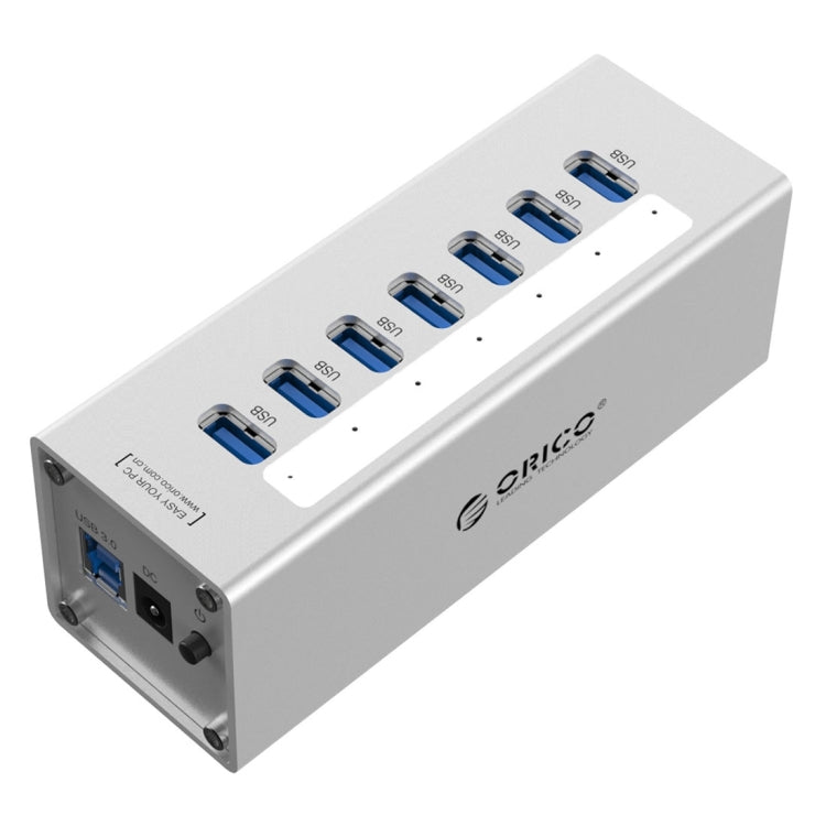 ORICO A3H7 Aluminum High Speed 7 Ports USB 3.0 HUB with 12V/2.5A Power Supply for Laptops(Silver) Eurekaonline