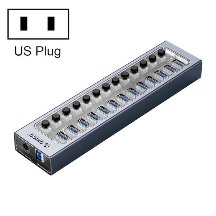 ORICO AT2U3-13AB-GY-BP 13 Ports USB 3.0 HUB with Individual Switches & Blue LED Indicator, US Plug Eurekaonline