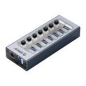 ORICO AT2U3-7AB-GY-BP 7 In 1 Aluminum Alloy Multi-Port USB HUB with Individual Switches, EU Plug Eurekaonline