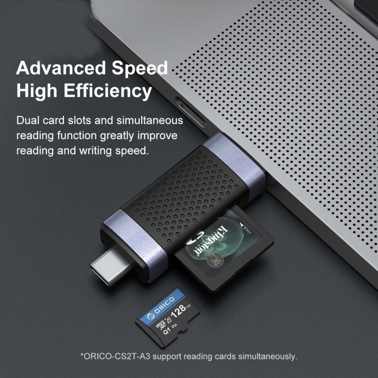 ORICO CS2T-A3 TF/SD Dual Port USB-A3.0 Dual Read Card Reader(Black) Eurekaonline