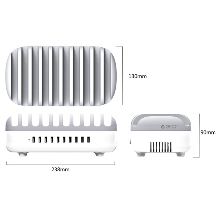 ORICO DUK-10P-DX 120W 5V 2.4A 10 Ports USB Charging Station, UK Plug(White) Eurekaonline