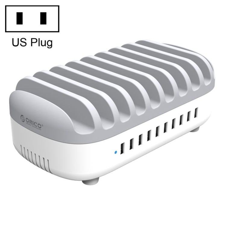 ORICO DUK-10P-DX 120W 5V 2.4A 10 Ports USB Charging Station, US Plug(White) Eurekaonline