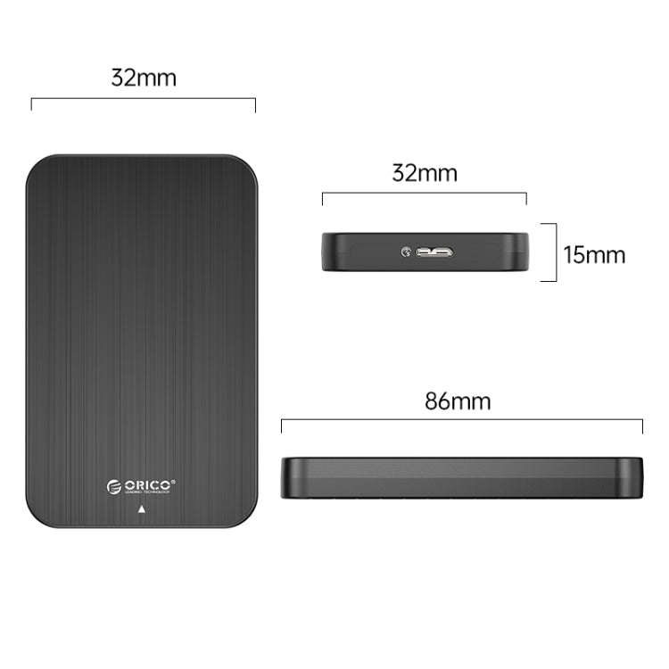 ORICO HM25U3 2.5 inch USB3.0 Micro-B Hard Drive Enclosure, Plug:US Plug(Black) Eurekaonline