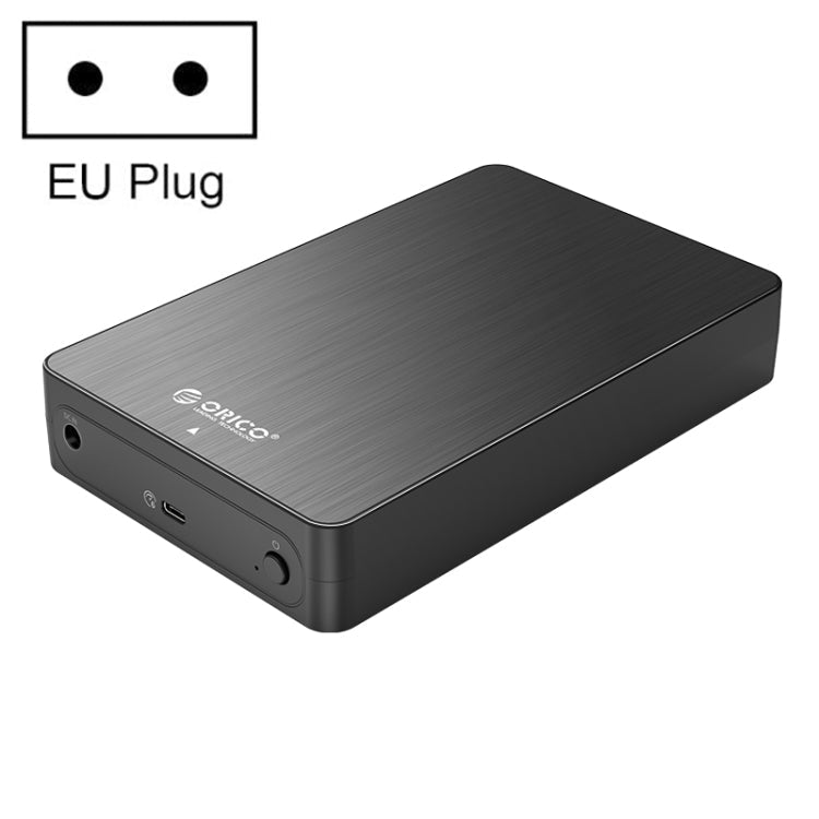 ORICO HM35C3 3.5 inch USB3.1 Gen1 Type-C Hard Drive Enclosure, Plug:EU Plug(Black) Eurekaonline