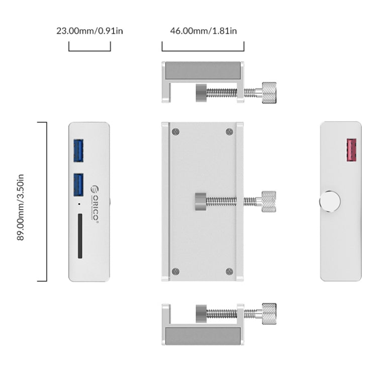 ORICO MH2AC-U3 Clip-type 2 Ports USB3.0 HUB with SD Card Reader Eurekaonline