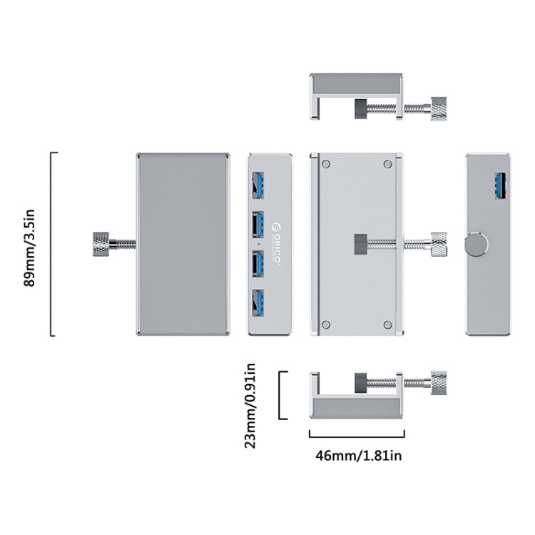 ORICO  MH4PU-P Aluminum Alloy 4 Ports USB3.0 Clip-type HUB(Black) Eurekaonline