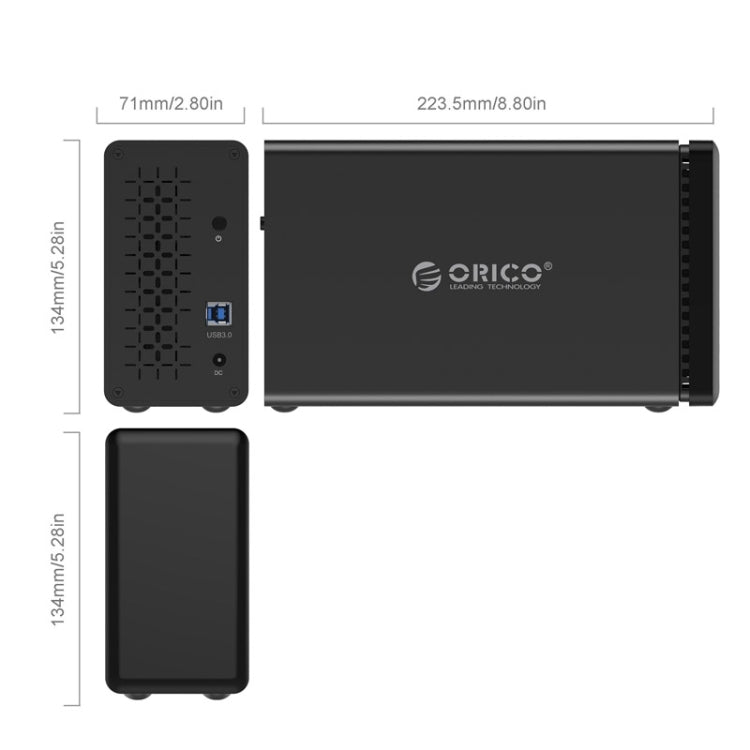 ORICO NS200-RU3 2-bay USB 3.0 Type-B to SATA External Hard Disk Box Storage Case Hard Drive Dock with Raid for 3.5 inch SATA HDD, Support UASP Protocol Eurekaonline