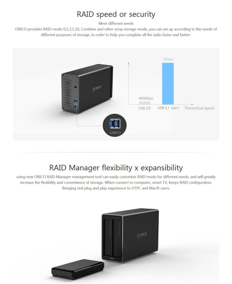 ORICO NS200-U3 2-bay USB 3.0 Type-B to SATA External Hard Disk Box Storage Case Hard Drive Dock for 3.5 inch SATA HDD, Support UASP Protocol Eurekaonline