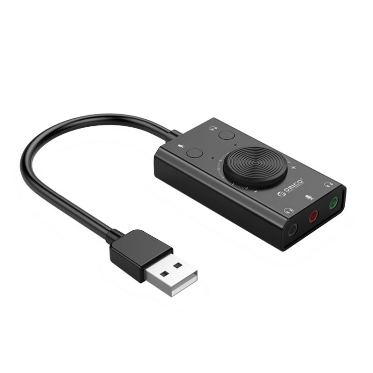 ORICO SC2 Multi-function USB External Driver-free Sound Card with 2 x Headset Ports & 1 x Microphone Port & Volume Adjustment (Black) Eurekaonline