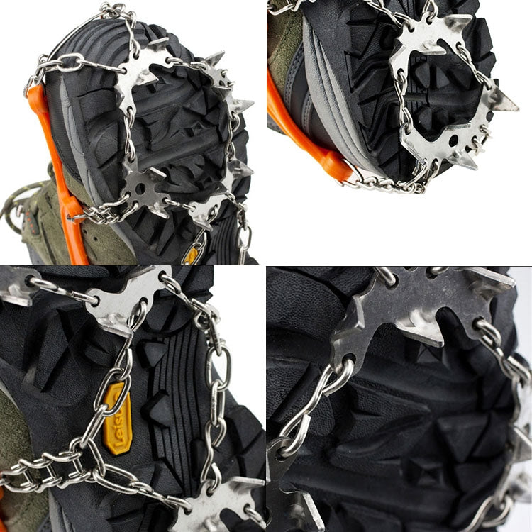 One Pair 19 Teeth Anti-Slip Ice Gripper Hiking Climbing Chain Shoes Covers, Size: M(Black) Eurekaonline