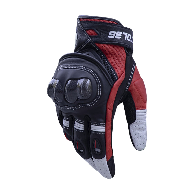 One Pair Genuine Leather Motorcycle Gloves with Carbon Fiber Hard Knuckle Touch Screen, Size:XL(Black) Eurekaonline