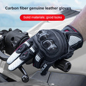 One Pair Genuine Leather Motorcycle Gloves with Carbon Fiber Hard Knuckle Touch Screen, Size:XL(Black) Eurekaonline