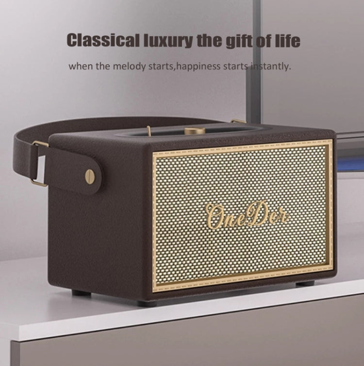 Oneder D6 40W Retro Classic Wooden Portable Outdoor Bluetooth Speaker(Brown) Eurekaonline