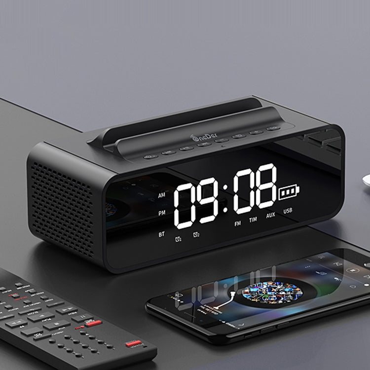 Oneder V06 Smart Sound Box Wireless Bluetooth Speaker, LED Screen Alarm Clock, Support Hands-free & FM & TF Card & AUX & USB Drive (Black) Eurekaonline