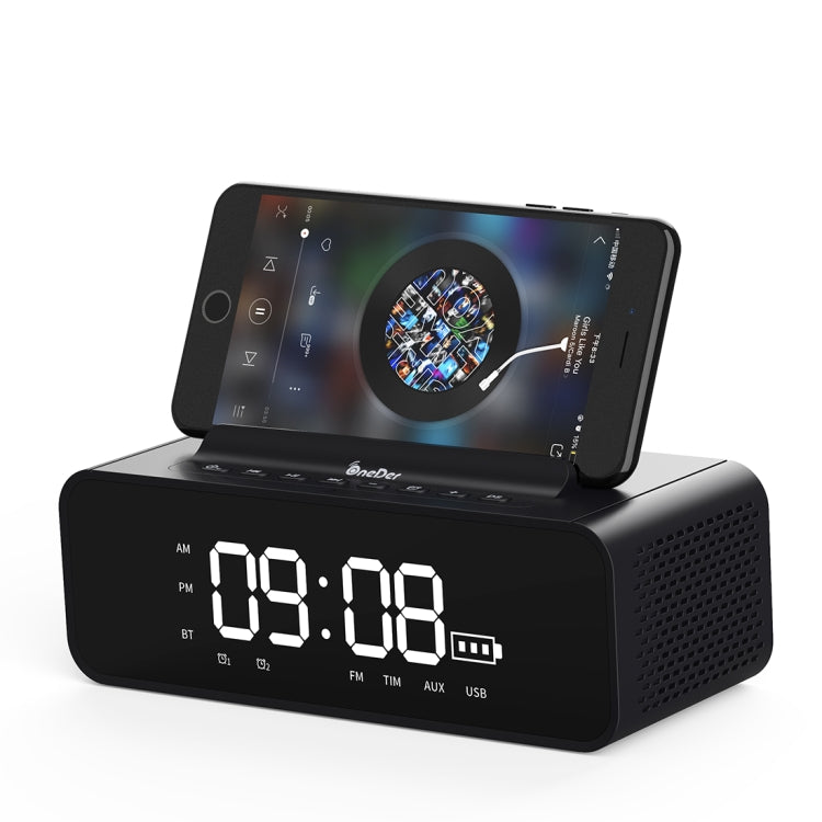 Oneder V06 Smart Sound Box Wireless Bluetooth Speaker, LED Screen Alarm Clock, Support Hands-free & FM & TF Card & AUX & USB Drive (Black) Eurekaonline