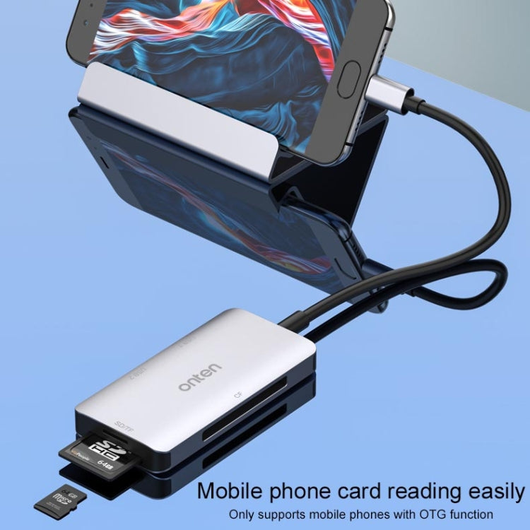 Onten 91882 5 In 1 USB3.0 x3 + SD + TF + CF Type-C / USB-C OTG Multi-function Card Reader Eurekaonline