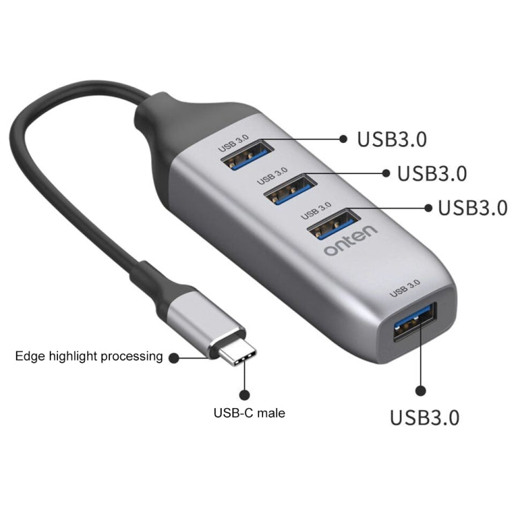 Onten 95118U 4 in 1 USB-C / Type-C to 4 USB 3.0 Ports Multifunctional HUB Converter Docking Station Eurekaonline
