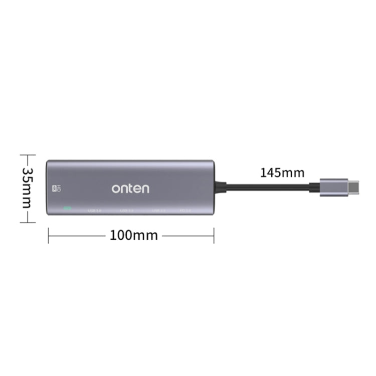 Onten OT-95123 5 in 1 Multifunctional Type-C + USB + HDMI Docking Station, Cable Length: 145mm(Silver) Eurekaonline