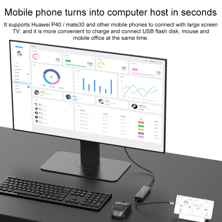 Onten OT-95123 5 in 1 Multifunctional Type-C + USB + HDMI Docking Station, Cable Length: 145mm(Silver) Eurekaonline