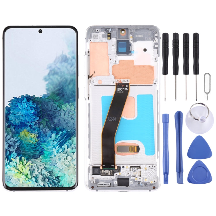 Original Dynamic AMOLED Material LCD Screen and Digitizer Full Assembly with Frame for Samsung Galaxy S20 4G SM-G980(Silver) Eurekaonline