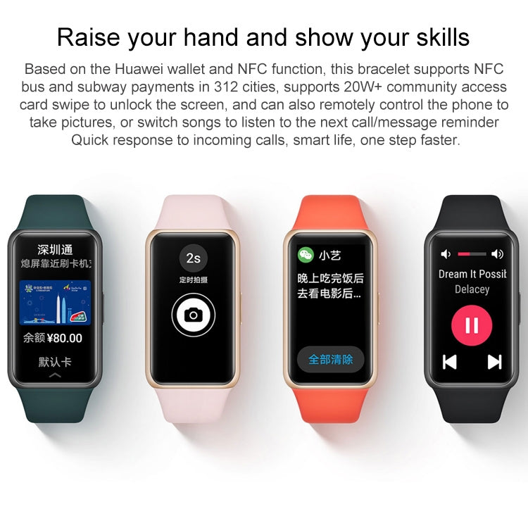 Original Huawei Band 6 1.47 inch AMOLED Color Screen Smart Wristband Bracelet, Standard Edition, Support Blood Oxygen Heart Rate Monitor / 2 Weeks Long Battery Life / Sleep Monitor / 96 Sports Modes(Green) Eurekaonline